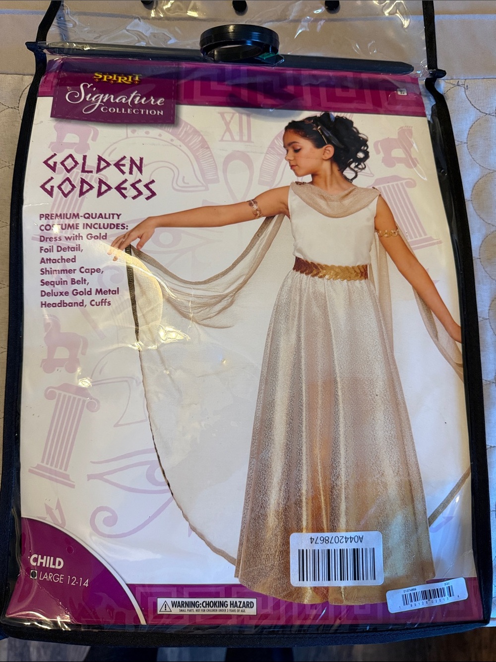 Golden Goddess Girls Dress - White & Gold